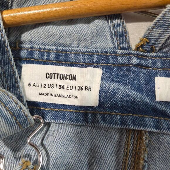 EUC LIKE NEW COTTON ON DENIM SHORTALL / SHORT OVERALL SIZE US 2 / XXS - Picture 11 of 16
